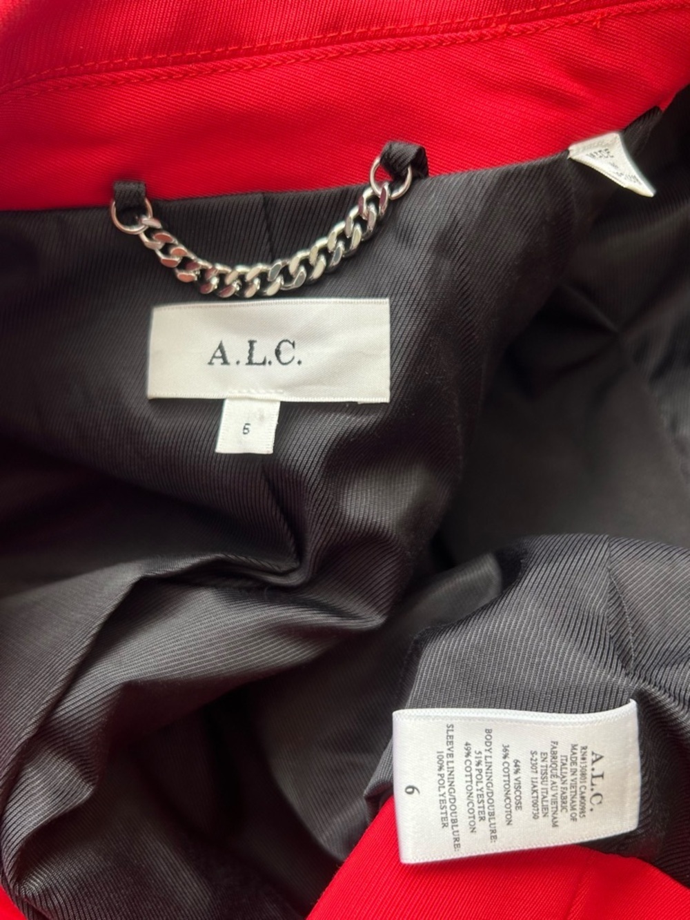 A.L.C. Reeve Cropped Blazer Jacket Patch Pocket Ruby Red Size 6 - Picture 16 of 16